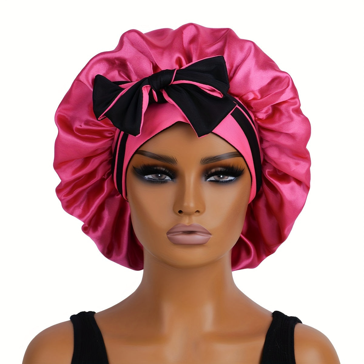 1pc Double-Layered Reversible Sleep Satin Bonnet with Long Straps, Hair Care Accessory for Women, Beauty Salon Hair Tools